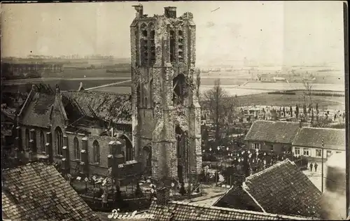 Foto Ak Becelaere Zonnebeke Zonnebecke Westflandern, Stadtansicht, Zerstörungen, Kirche