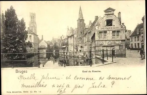 Ak Bruges Brügge Flandern Westflandern, Quai du Rosaire