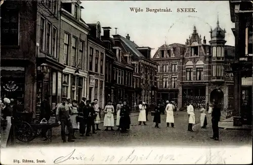 Ak Sneek Friesland Niederlande, Wijde Burgstraat
