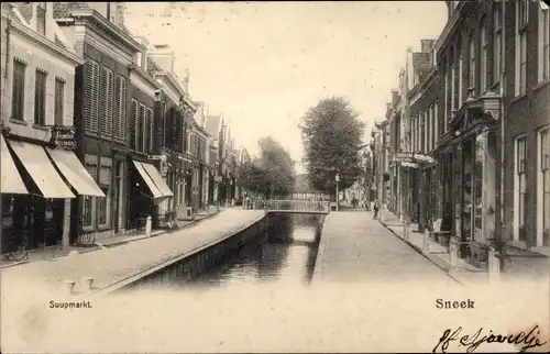 Ak Sneek Friesland Niederlande, Suupmarkt, Geschäfte