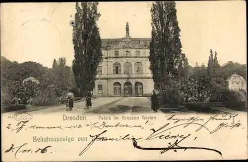 Ak Dresden Altstadt, Palais im Großen Garten, Außenansicht