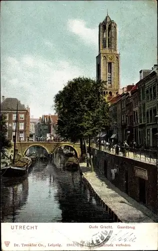 Ak Utrecht Niederlande, Oude Gracht, Gaardbrug