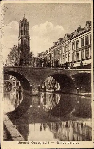 Ak Utrecht Niederlande, Oudegracht, Hamburgerbrug