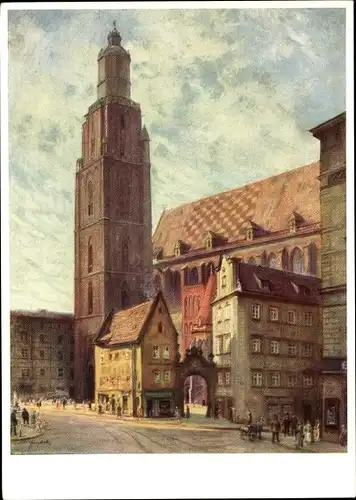 Künstler Ak Huth, F., Wrocław Breslau Schlesien, St. Elisabethkirche, Sw. Elzbiety