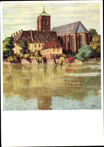Künstler Ak Fritz Geyer, Wrocław Breslau Schlesien, St. Maria auf dem Sande