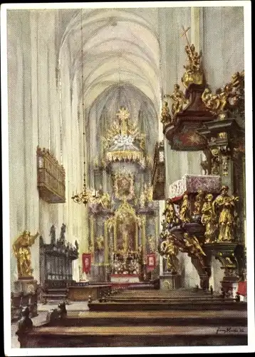 Künstler Ak Huth, F., Breslau Wrocław in Schlesien, Inneres der Dorotheenkirche