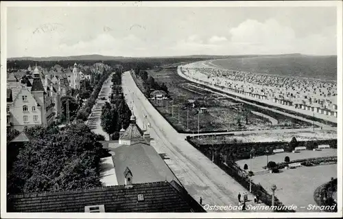 Ak Świnoujście Swinemünde Pommern, Strand, Promenade, Hotels