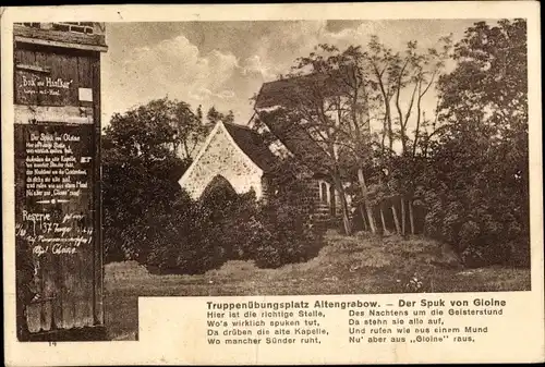 Ak Altengrabow Möckern in Sachsen Anhalt, Truppenübungsplatz, Der Spuk von Gloine