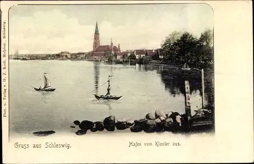 Ak Schleswig an der Schlei, Hafen vom Kloster aus
