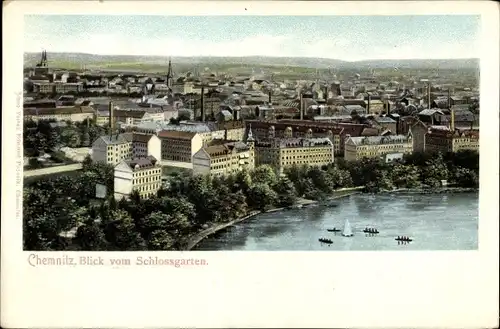 Ak Chemnitz Sachsen, Blick vom Schlossgarten