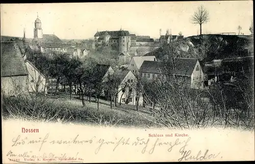 Ak Nossen i. Sa., Schloss und Kirche