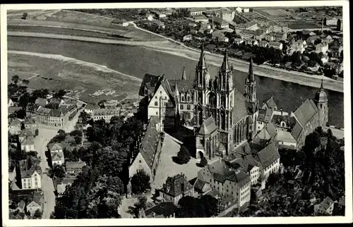 Ak Meißen in Sachsen, Blick vom Flugzeug auf das tausendjährige Meißen
