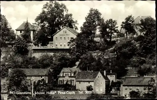 Ak Copitz Pirna in Sachsen, HO Gaststätte Schöne Höhe, Panorama