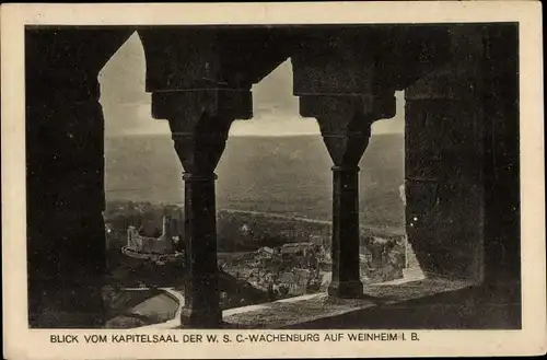 Ak Weinheim an der Bergstraße Baden, Blick vom Kapitelsaal der W.S.C.-Wachenburg
