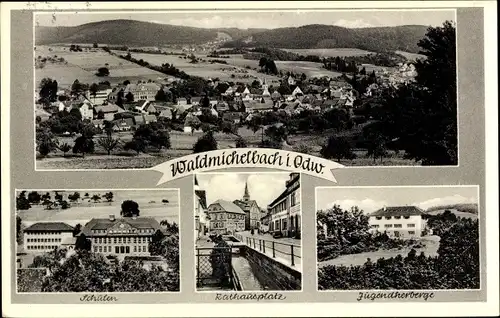 Ak Waldmichelbach Wald Michelbach im Odenwald Hessen, Schulen, Rathausplatz, Jugendherberge
