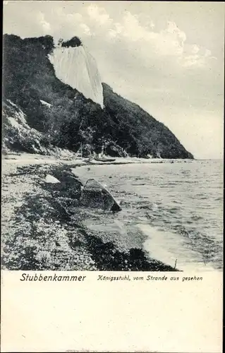 Ak Stubbenkammer Sassnitz auf Rügen, Königstuhl, Blick vom Strande aus, Ufer
