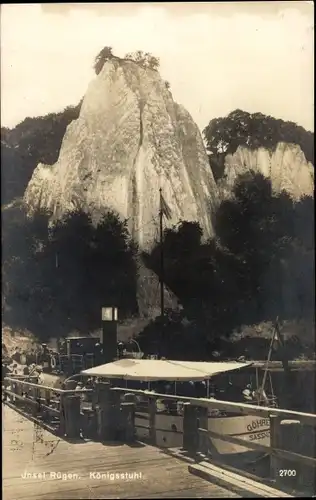 Ak Stubbenkammer Sassnitz auf Rügen, Königstuhl, Seebrücke, Dampfer Göhren