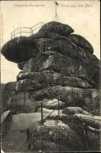 Ak Wernigerode am Harz, Ottofels, Treppe