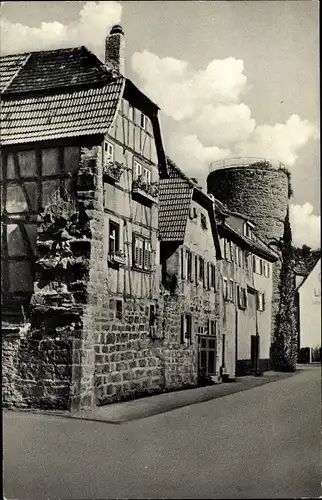 Ak Eberbach am Neckar Odenwald Baden, Rosenturm mit Stadtmauer