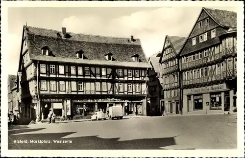 Ak Alsfeld in Hessen, Marktplatz, Westseite, Geschäfte