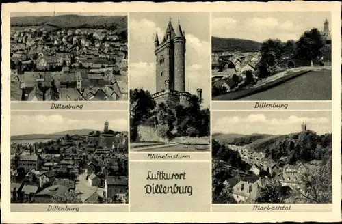 Ak Dillenburg in Hessen, Wilhelmsturm, Teilansicht, Marbachtal