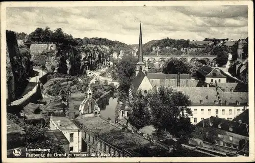 Ak Luxemburg Luxembourg, Faubourg du Grund et rochers du Bock