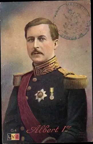 Ak Albert 1er, König von Belgien, Portrait in Uniform