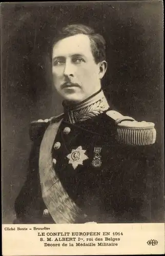 Ak Albert I., Roi des Belges, Decore de la Medaille Militaire