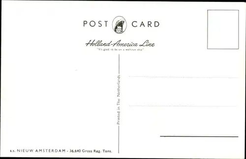 Ak Dampfer SS Nieuw Amsterdam, Holland America Line