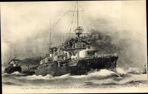 Ak Französische Kriegsschiffe, les six Thomson Dreadnought