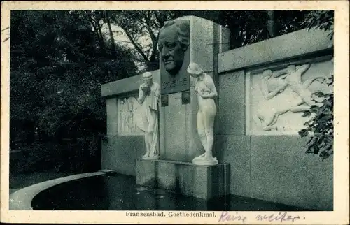Ak Františkovy Lázně Franzensbad Region Karlsbad, Goethedenkmal
