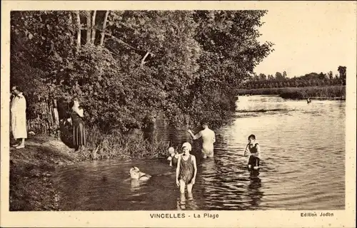 Ak Vincelles Yonne, La Plage