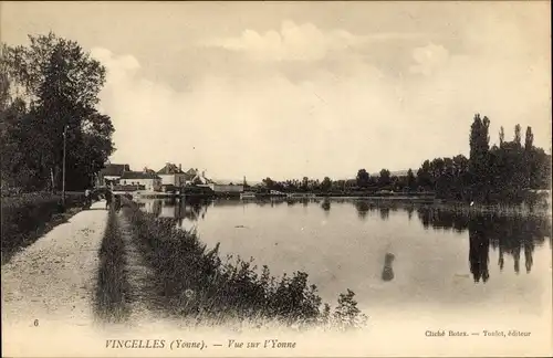 Ak Vincelles Yonne, Vue sur l'Yonne