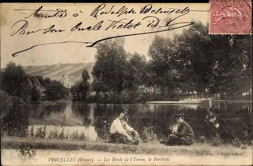 Ak Vincelles Yonne, Le bords de l'Yonne, Le Perthuis