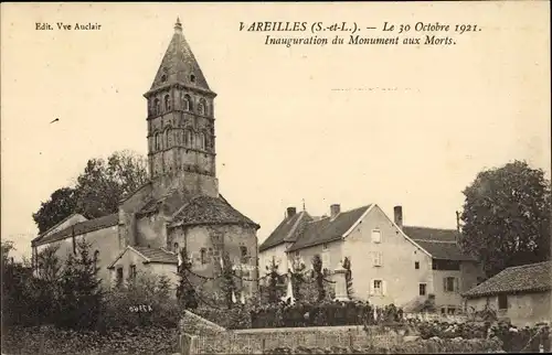 Ak Vareilles Saône-et-Loire, Le 30 Octobre 1921, Inauguration de Monument aux Morts