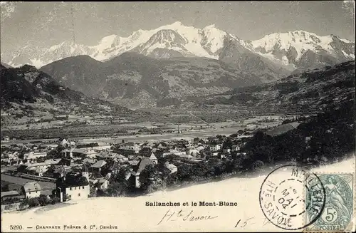 Ak Sallanches Haute Savoie, Gesamtansicht, Mont Blanc