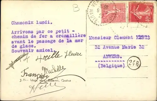 Ak Chamonix Mont Blanc Haute Savoie, Chemin de Fer