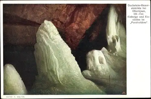 Ak Obertraun Oberösterreich, Dachstein Rieseneishöhle, Parzivaldom, österr. Höhlenkarte Nr. 23
