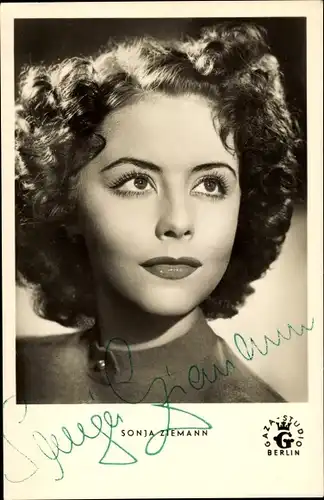 Ak Schauspielerin Sonja Ziemann, Portrait, Autogramm