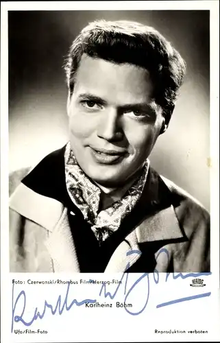 Ak Schauspieler Karlheinz Böhm, Herzog Film, Portrait, Autogramm