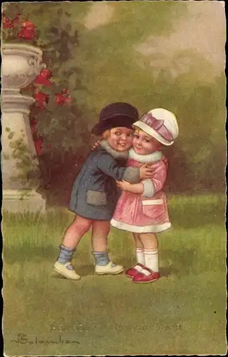 Künstler Ak Colombo, E., Kinder umarmen sich