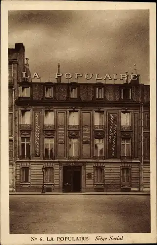 Ak Paris, La Populaire, Siege Social