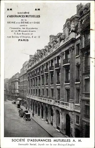 Ak Paris, Societe d'Assurances Mutuelles, rue Boissy d'Anglas