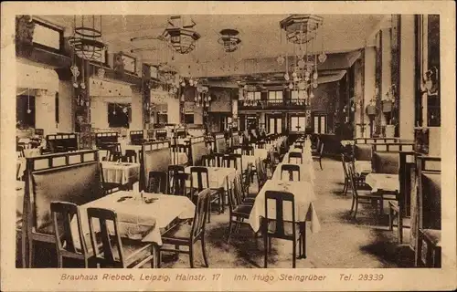 Ak Leipzig in Sachsen, Brauhaus Riebeck, Hainstraße 17, Innenansicht