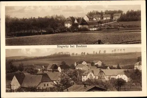 Ak Singwitz Obergurig in Sachsen, Ortschaft aus verschiedenen Richtungen