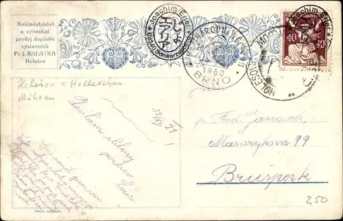 Ak Holešov Holleschau Holeshof Region Zlin, Hanacko, Valasskavystava 1914, Wappen