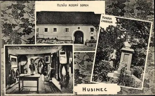 Ak Hussinec Husinec u Netolic Südböhmen, Husuv Rodny Domek, Husova Zahrada