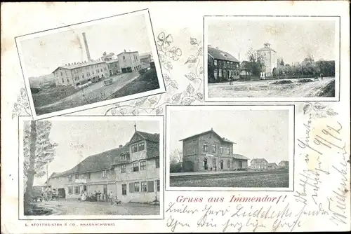 Ak Immendorf Salzgitter in Niedersachsen, Fabrik, Bahnhof, Gasthaus, Platz