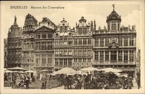 Ak Bruxelles Brüssel, Maisons des Corporations, Markt