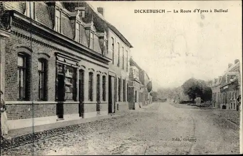 Ak Dickebusch Dikkebus Ypres Ypern Flandern, La Route d'Ypres a Bailleul